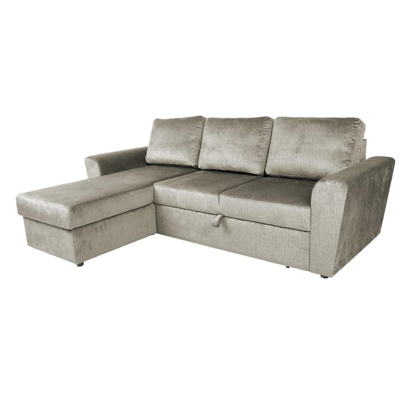 Hjørnesovesofa Tjörnö fløjl - Beige velour - Møbler - Sofaer - Sovesofaer
