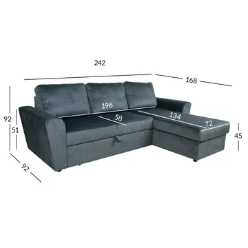 Hjørnesovesofa Tjörnö - Grøn velour - Møbler - Sofaer - Sovesofaer