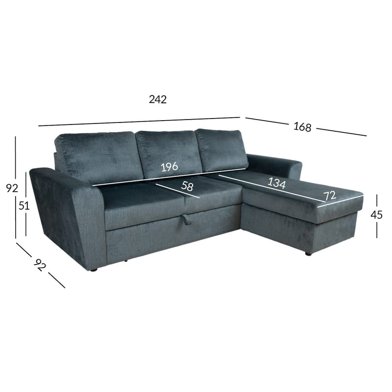 Hjørnesovesofa Tjörnö - Grøn velour - Møbler - Sofaer - Sovesofaer