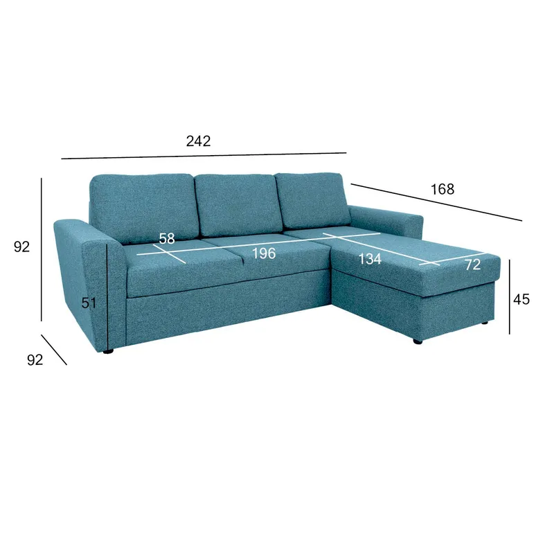 Hjørnesovesofa Tjörnö - Lyseblå - Møbler - Sofaer - Sovesofaer