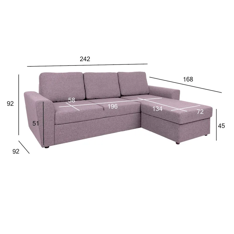 Hjørnesovesofa Tjörnö - Vintage pink - Møbler - Sofaer - Sovesofaer