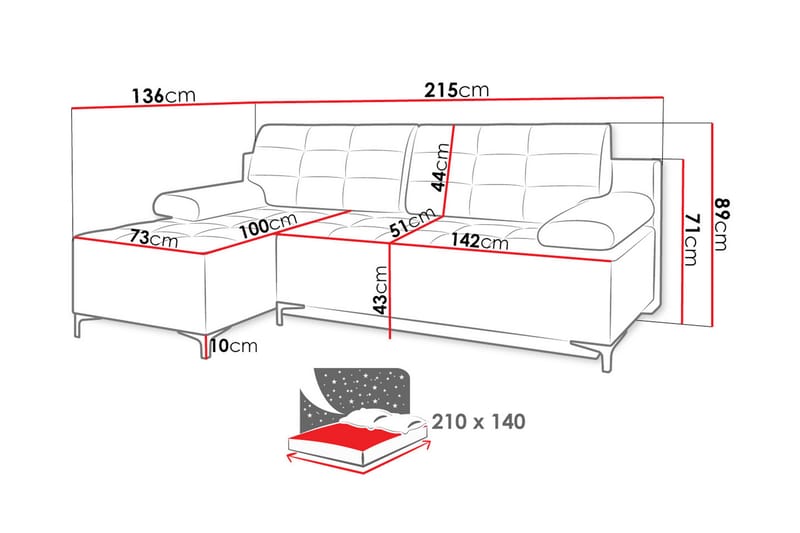 Hjørnesovesofa - Sovesofaer - Sovesofa chaiselong