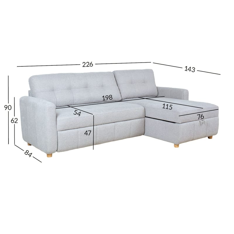 Hjørnesovesofa Porsen - Grå - Møbler - Sofaer - Sovesofaer
