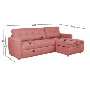 Hjørnesovesofa Porsen - Pink - Møbler - Sofaer - Sovesofaer