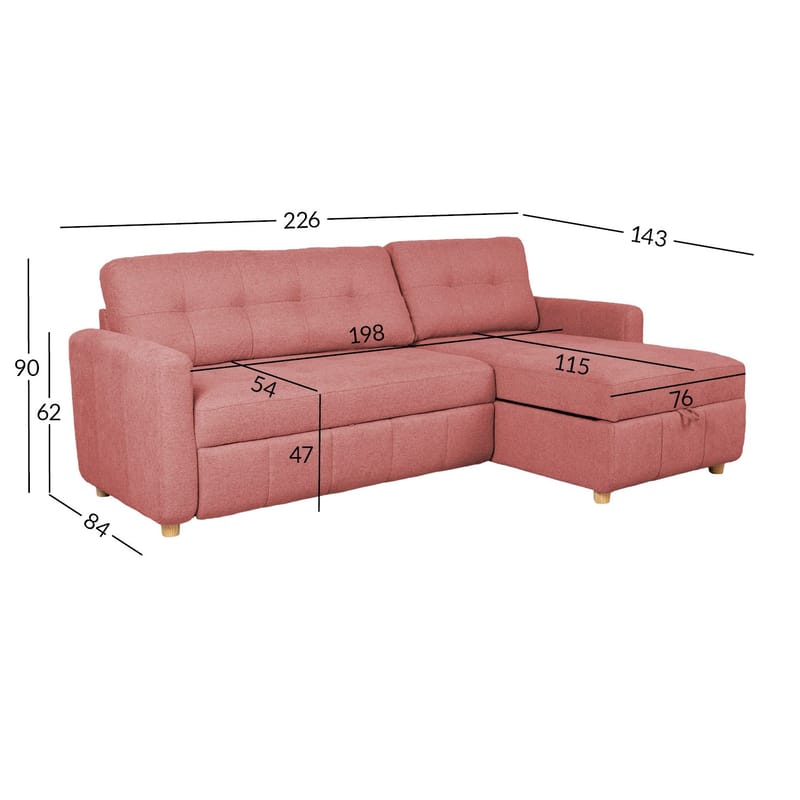 Hjørnesovesofa Porsen - Pink - Møbler - Sofaer - Sovesofaer