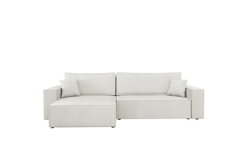 Hobson Sovesofa med Chaiselong 3-personers i Plys, Hvid