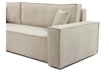 Hobson Sovesofa med Chaiselong 3-personers i Plys - Hvid - Møbler - Sofaer - Sovesofaer