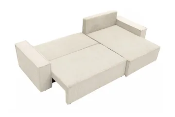 Hobson Sovesofa med Chaiselong 3-personers i Plys - Hvid - Møbler - Sofaer - Sovesofaer