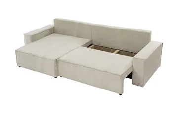 Hobson Sovesofa med Chaiselong 3-personers i Plys - Hvid - Møbler - Sofaer - Sovesofaer