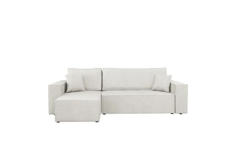 Hobson Sovesofa med Chaiselong 3-personers i Plys, Hvid