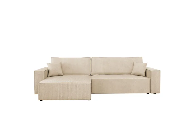 Hobson Sovesofa med Chaiselong 3-personers i Plys - Beige - Møbler - Sofaer - Sovesofaer