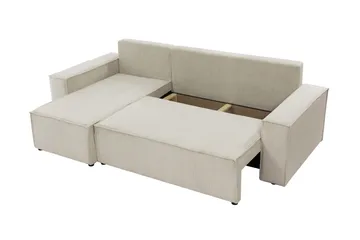 Hobson Sovesofa med Chaiselong 3-personers i Plys - Hvid - Møbler - Sofaer - Sovesofaer