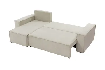 Hobson Sovesofa med Chaiselong 3-personers i Plys - Hvid - Møbler - Sofaer - Sovesofaer