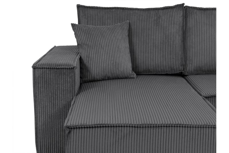 Hobson Sovesofa med Chaiselong 3-personers i Plys - Grå - Møbler - Sofaer - Sovesofaer
