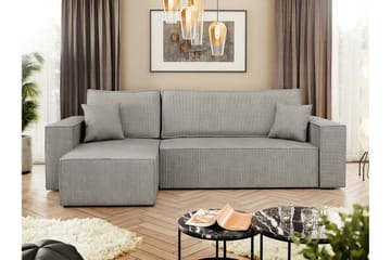 Hobson Sovesofa med Chaiselong 3-personers i Plys - Grå - Møbler - Sofaer - Sovesofaer