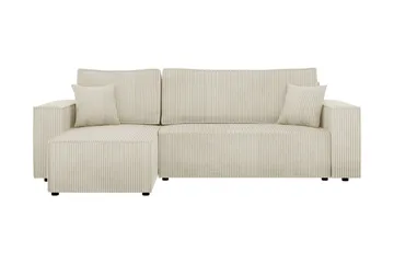 Hobson Sovesofa med Chaiselong 3-personers i Plys - Hvid - Møbler - Sofaer - Sovesofaer