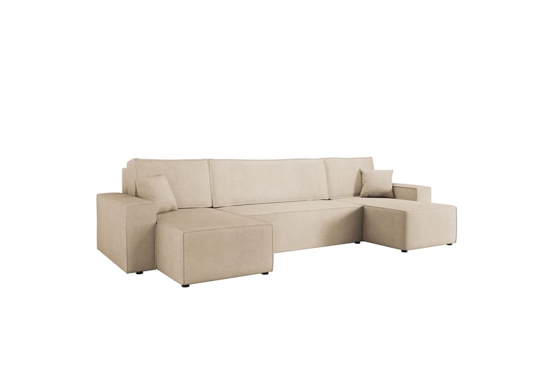Hobson Sovesofa med Dobbelt Chaiselong 4-personers i Plys, Beige