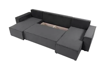 Hobson Sovesofa med Dobbelt Chaiselong 4-personers i Plys - Grå - Møbler - Sofaer - Sovesofaer