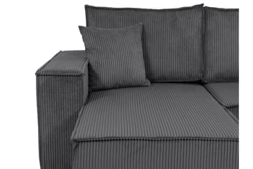 Hobson Sovesofa med Dobbelt Chaiselong 4-personers i Plys - Grå - Møbler - Sofaer - Sovesofaer