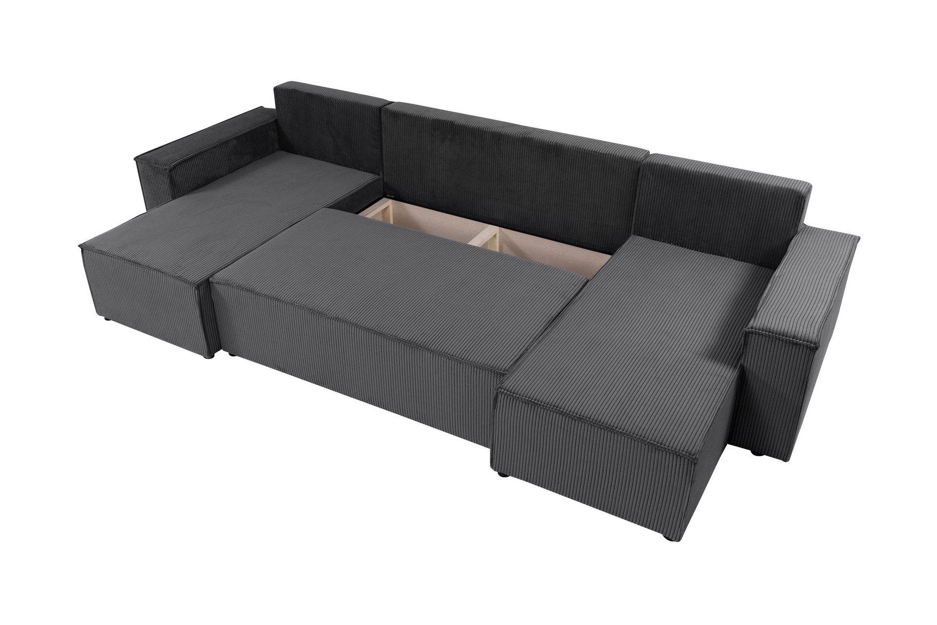 Hobson Sovesofa med Dobbelt Chaiselong 4-personers i Plys - Grå - Møbler - Sofaer - Sovesofaer