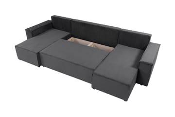 Hobson Sovesofa med Dobbelt Chaiselong 4-personers i Plys - Grå - Møbler - Sofaer - Sovesofaer