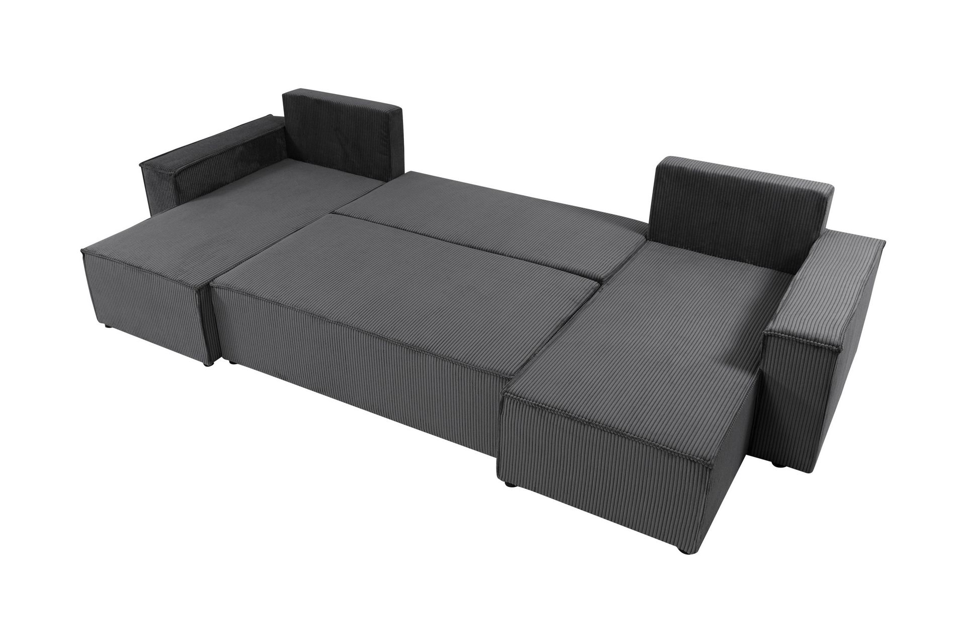 Hobson Sovesofa med Dobbelt Chaiselong 4-personers i Plys - Grå - Møbler - Sofaer - Sovesofaer