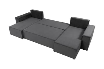 Hobson Sovesofa med Dobbelt Chaiselong 4-personers i Plys - Grå - Møbler - Sofaer - Sovesofaer