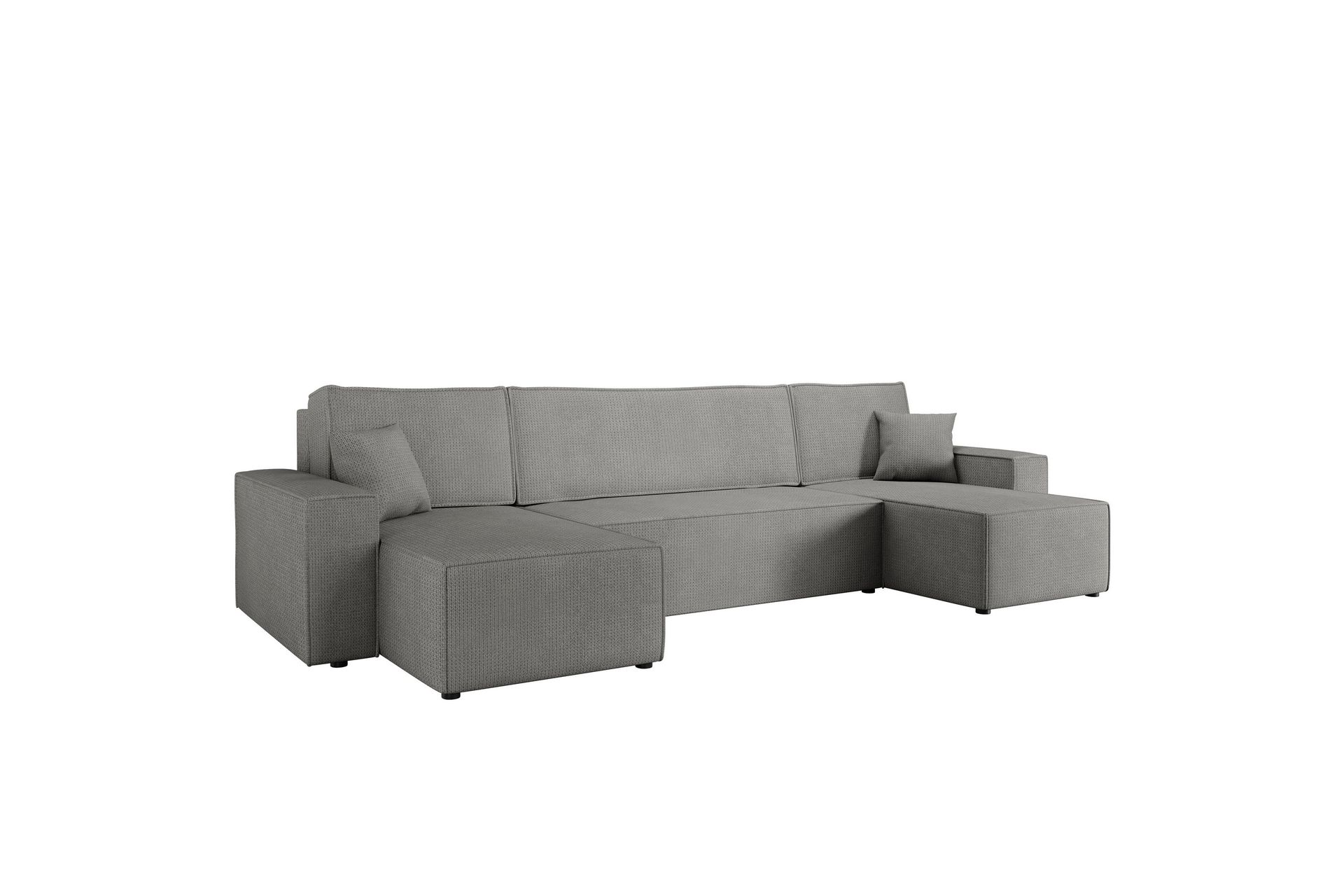 Hobson Sovesofa med Dobbelt Chaiselong 4-personers i Plys - Grå - Møbler - Sofaer - Sovesofaer