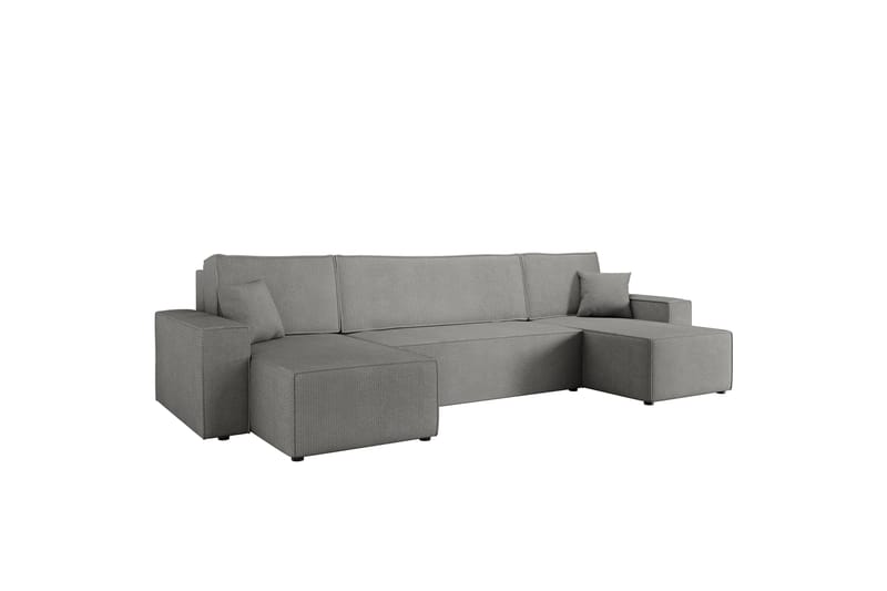 Hobson Sovesofa med Dobbelt Chaiselong 4-personers i Plys - Grå - Møbler - Sofaer - Sovesofaer
