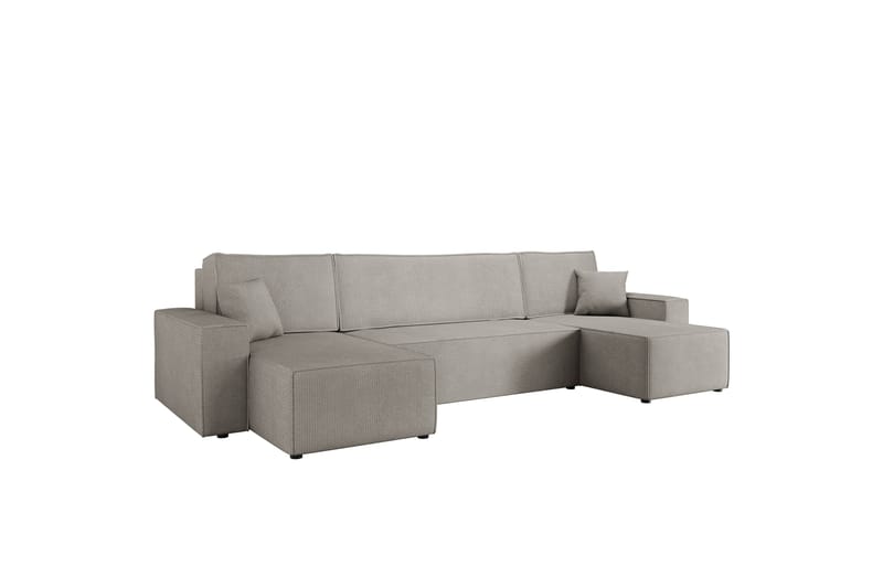 Hobson Sovesofa med Dobbelt Chaiselong 4-personers i Plys - Grå - Møbler - Sofaer - Sovesofaer