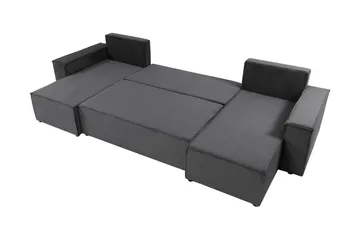 Hobson Sovesofa med Dobbelt Chaiselong 4-personers i Plys - Grå - Møbler - Sofaer - Sovesofaer