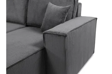 Hobson Sovesofa med Dobbelt Chaiselong 4-personers i Plys - Grå - Møbler - Sofaer - Sovesofaer