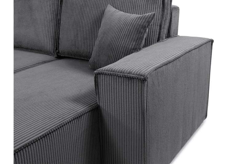 Hobson Sovesofa med Dobbelt Chaiselong 4-personers i Plys - Grå - Møbler - Sofaer - Sovesofaer