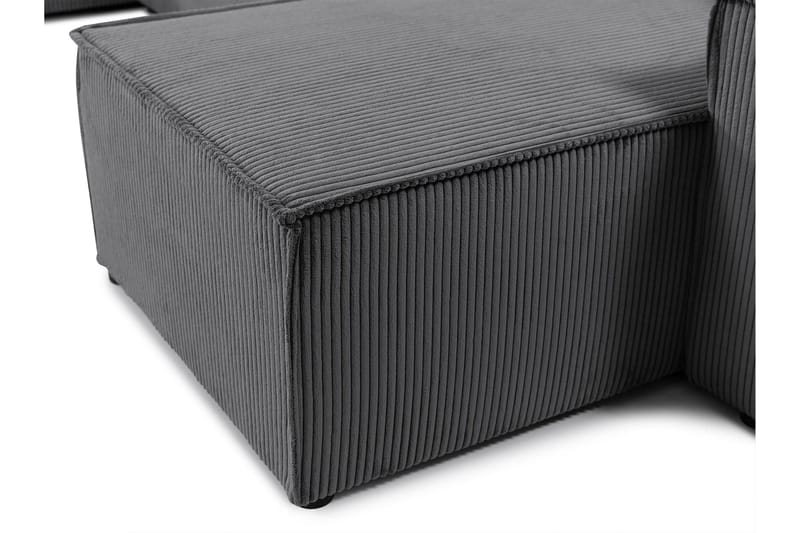 Hobson Sovesofa med Dobbelt Chaiselong 4-personers i Plys - Grå - Møbler - Sofaer - Sovesofaer