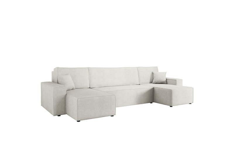 Hobson Sovesofa med Dobbelt Chaiselong 4-personers i Plys, Hvid