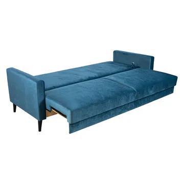 Sovesofa HOME4YOU Anna med opbevaringskasse Blågrøn Velour - blågrøn - Møbler - Sofaer - Sovesofaer