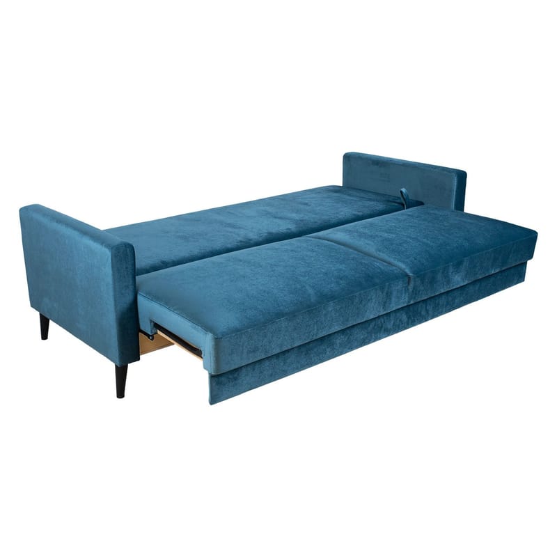 Sovesofa HOME4YOU Anna med opbevaringskasse Blågrøn Velour - blågrøn - Møbler - Sofaer - Sovesofaer