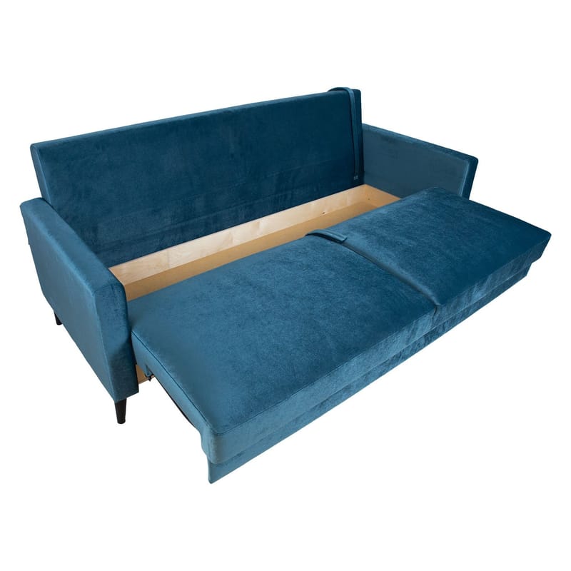 Sovesofa HOME4YOU Anna med opbevaringskasse Blågrøn Velour - blågrøn - Møbler - Sofaer - Sovesofaer