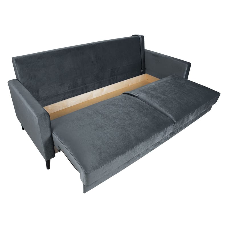 Sovesofa HOME4YOU Anna med opbevaringskasse Grå velour - grå - Møbler - Sofaer - Sovesofaer