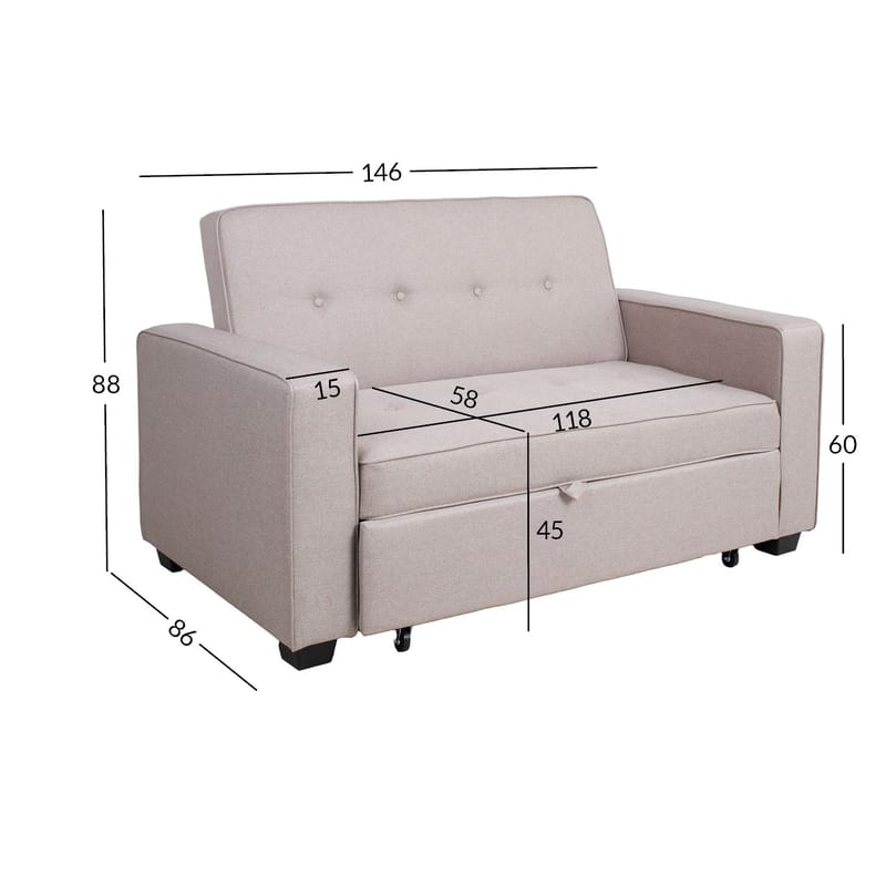 Sovesofa HOME4YOU Feya Beige - beige - Møbler - Sofaer - Sovesofaer