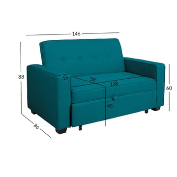 Sovesofa HOME4YOU Feya Havblå - oceanblå - Møbler - Sofaer - Sovesofaer