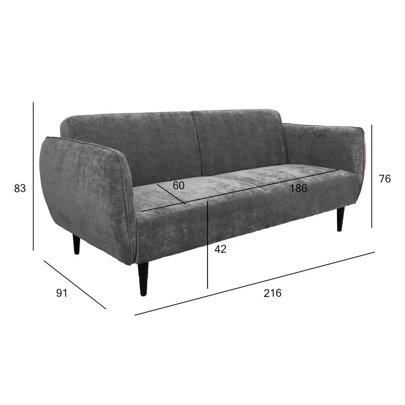 Sovesofa HOME4YOU Hermes 3-personers Grå - grå - Møbler - Sofaer - Sovesofaer