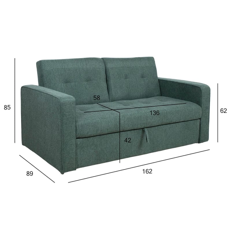 Sovesofa HOME4YOU Jorge 2-personers Grøn - grøn - Møbler - Sofaer - Sovesofaer