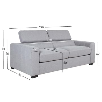 Sovesofa HOME4YOU Kingston 3-personers 198x96x76/94 cm Grå - grå - Møbler - Sofaer - Sovesofaer
