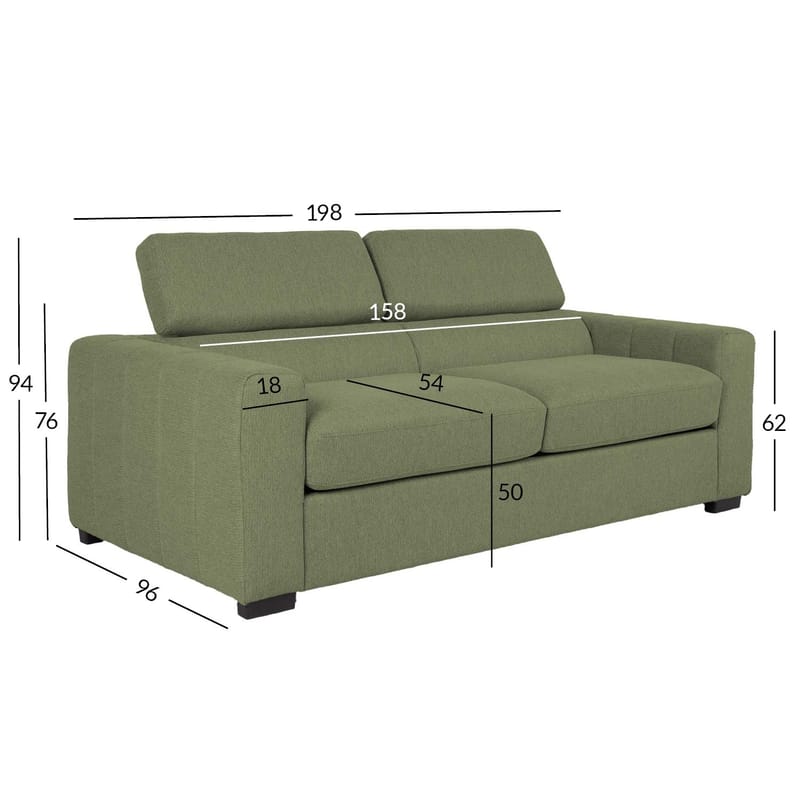 Sovesofa HOME4YOU Kingston 3-personers 198x96x76/94 cm Lysegrøn - lysegrøn - Møbler - Sofaer - Sovesofaer