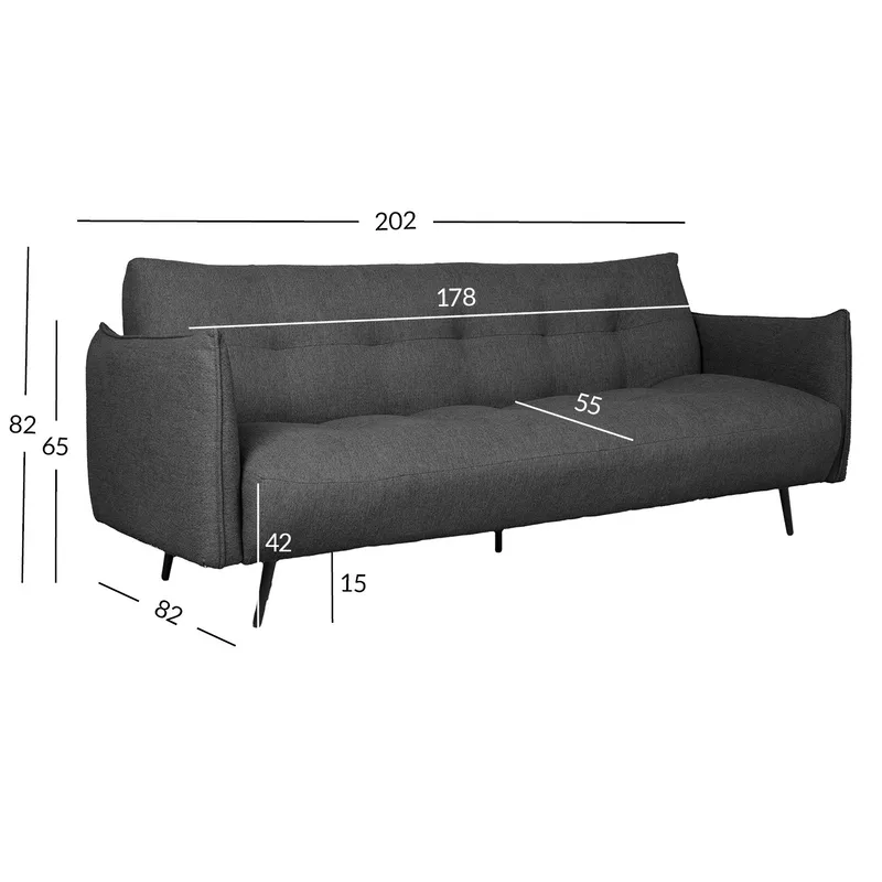 Sovesofa HOME4YOU Lander 3-personers Mørkegrå - Mørkegrå - Møbler - Sofaer - Sovesofaer