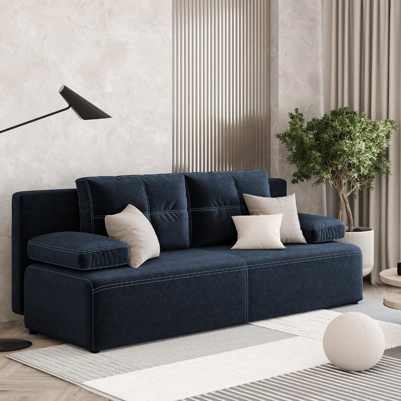 Sovesofa HOME4YOU Munich med opbevaringskasse mørkeblå - mørkeblå - Møbler - Sofaer - Sovesofaer