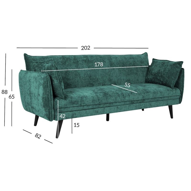 Sovesofa HOME4YOU Noella 3-personers Grøn - grøn - Møbler - Sofaer - Sovesofaer