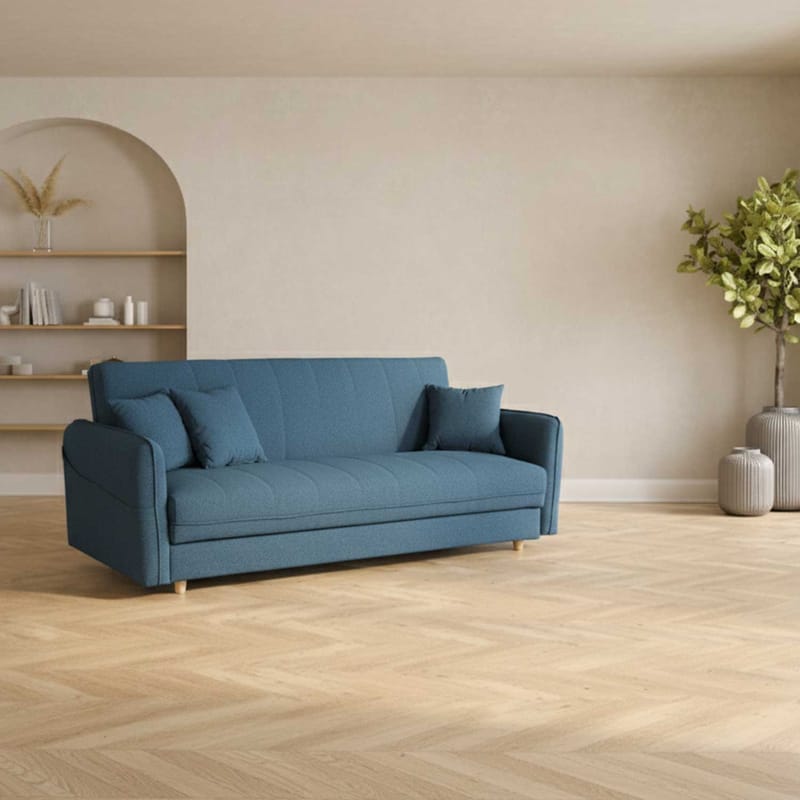 Sovesofa HOME4YOU Visby 200x88x93 cm Blå - blå - Møbler - Sofaer - Sovesofaer