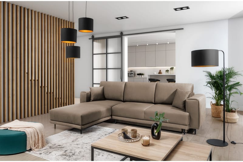 Hopland 3-personers Sovesofa med Divan og Opbevaring - Beige - Møbler - Sofaer - Sovesofaer